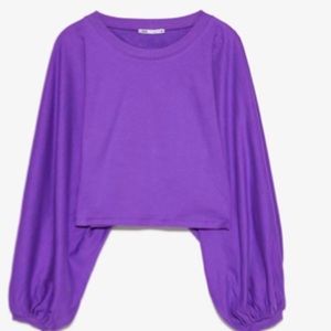 Zara balloon sleeve cropped sweatshirt
